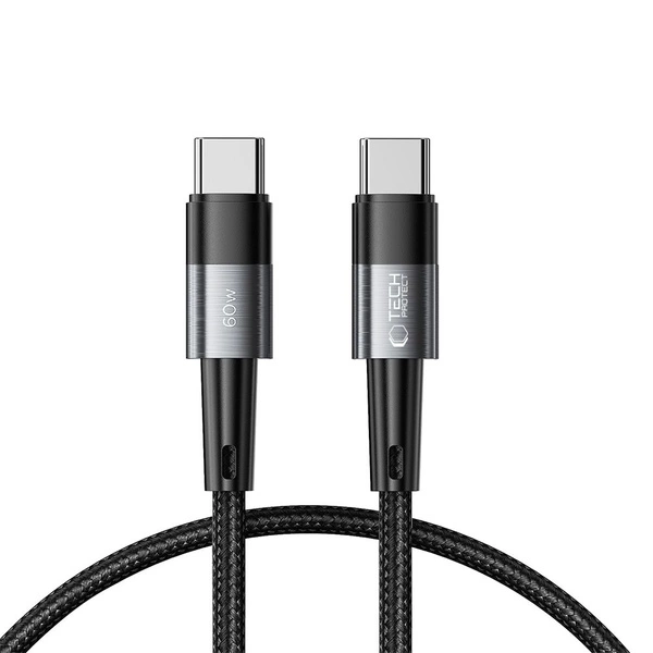 Tech-Protect Kabel USB-C / USB-C PD 60W 3A 0.25m - szary