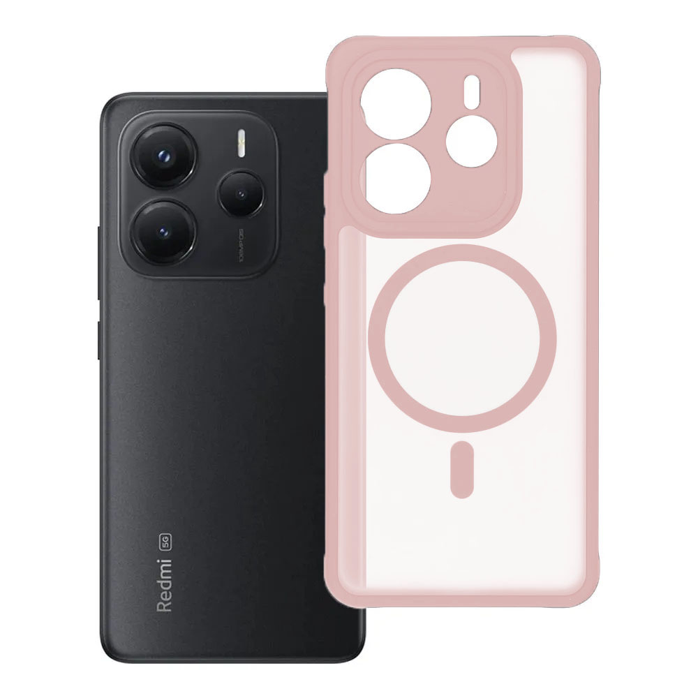 Etui Silicone Matte z MagSafe do Xiaomi Redmi Note 14 5G jasnoróżowe