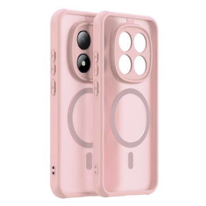 Etui Silicone Matte z MagSafe do Xiaomi Redmi Note 14 Pro/Note 14 Pro 5G/Poco X7 5G jasnoróżowe