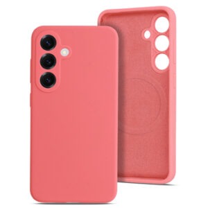 Etui Silicone+ MagSafe z mikrofibrą do Samsung Galaxy S26 Ultra czerwone