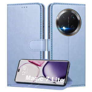 Etui zamykane Mofurd do Honor Magic 7 Lite (blokada RFID) błękitne