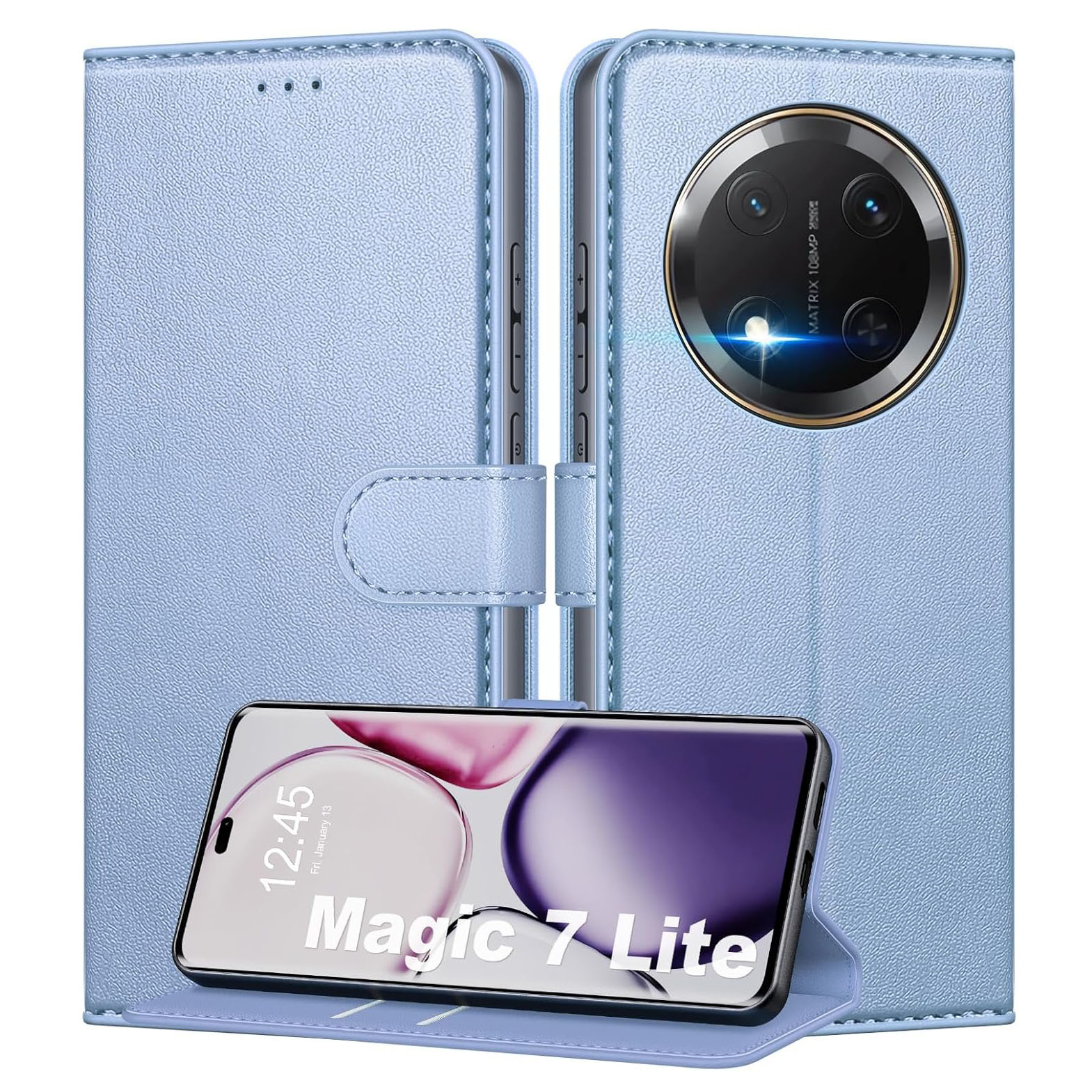 Etui zamykane Mofurd do Honor Magic 7 Lite (blokada RFID) błękitne