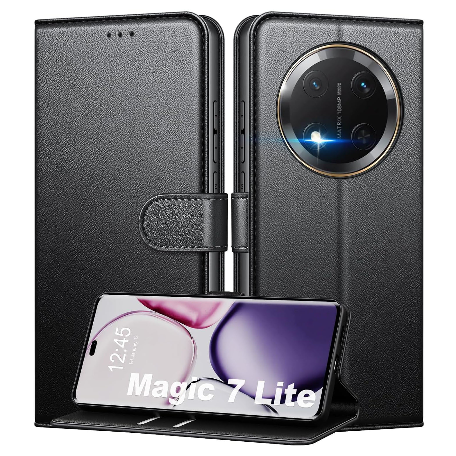 Etui zamykane Mofurd do Honor Magic 7 Lite (blokada RFID) czarne