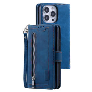 Etui zamykane-portfelowe VEEMOS do iPhone 16 Pro niebieskie