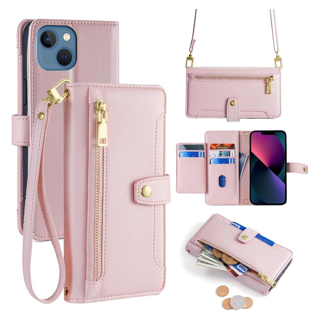 Etui zamykane-portfelowe ERDARARIPRO do iPhone 17 Pro Max (Luksusowa różowa skóra wegańska) różowe - obrazek 2