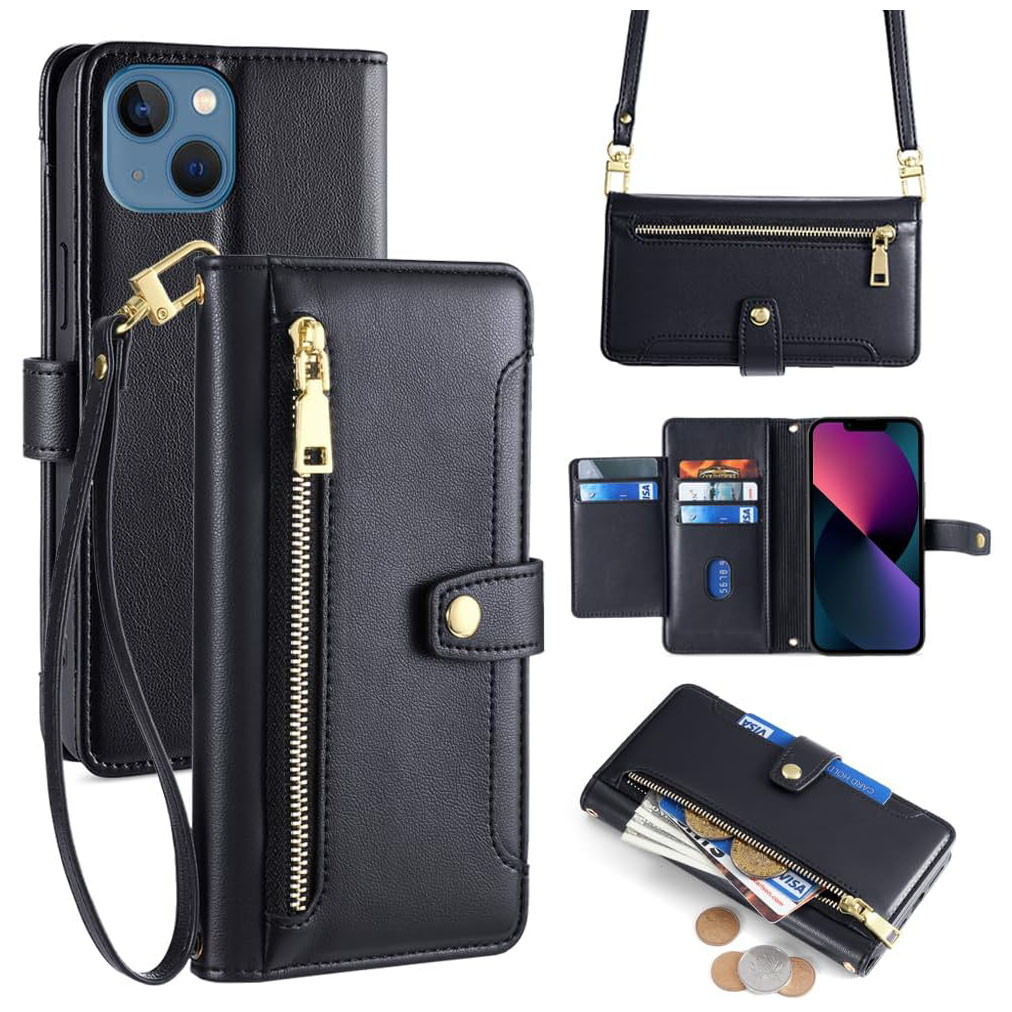 Etui zamykane-portfelowe ERDARARIPRO do iPhone 11 Pro (Luksusowa czarna skóra wegańska)czarne - obrazek 2