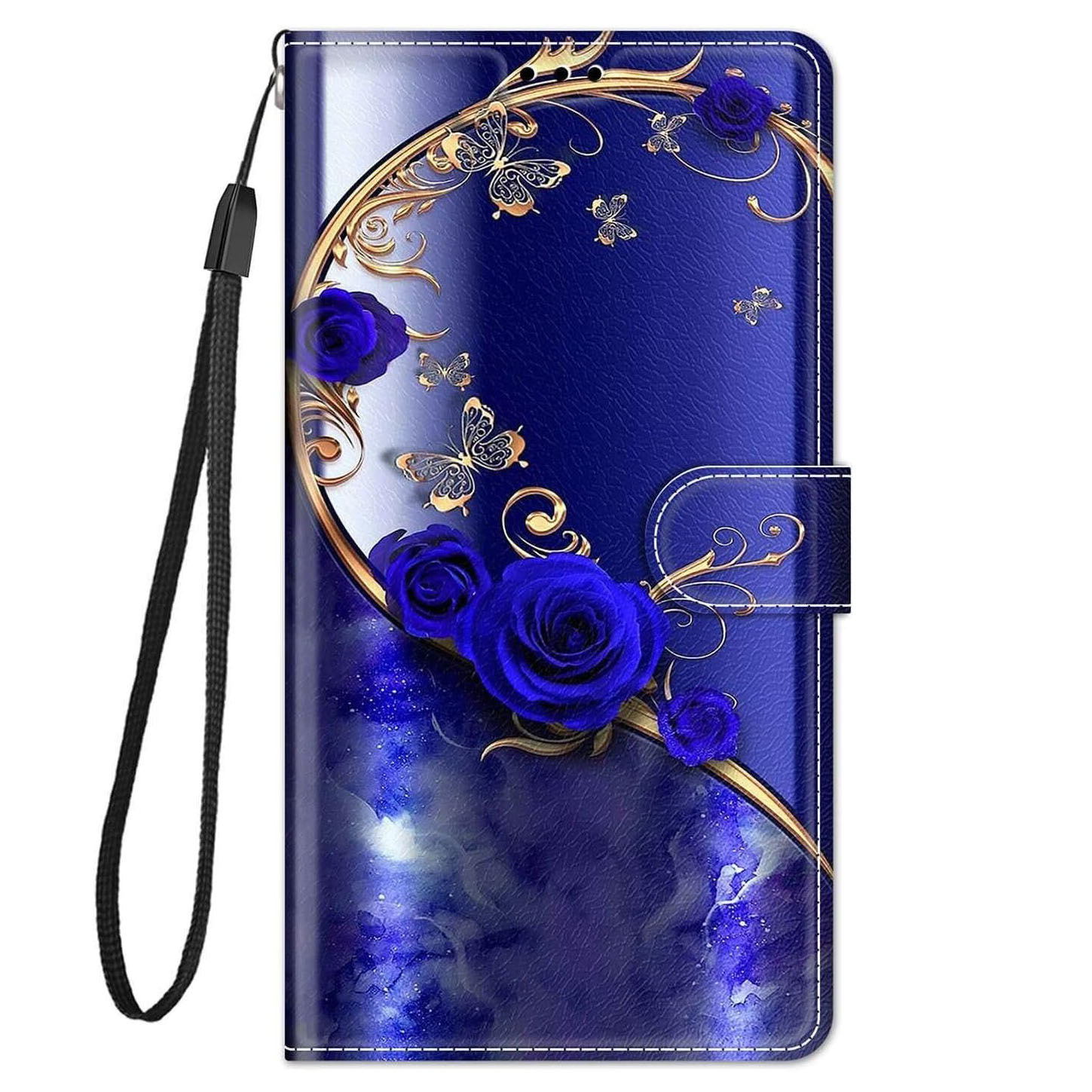 Etui zamykane Grandoin do Apple iPhone 15 niebieskie róże