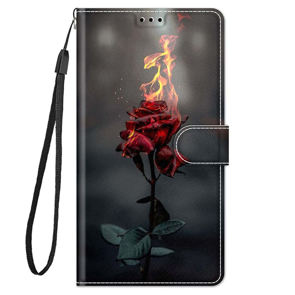 Etui zamykane Grandoin do Apple iPhone 15 płonąca róża