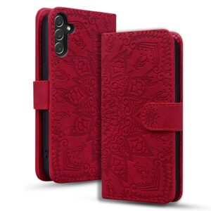 Etui zamykane Vkooer do Samsung Galaxy A16 4G/5G mandala czerwone