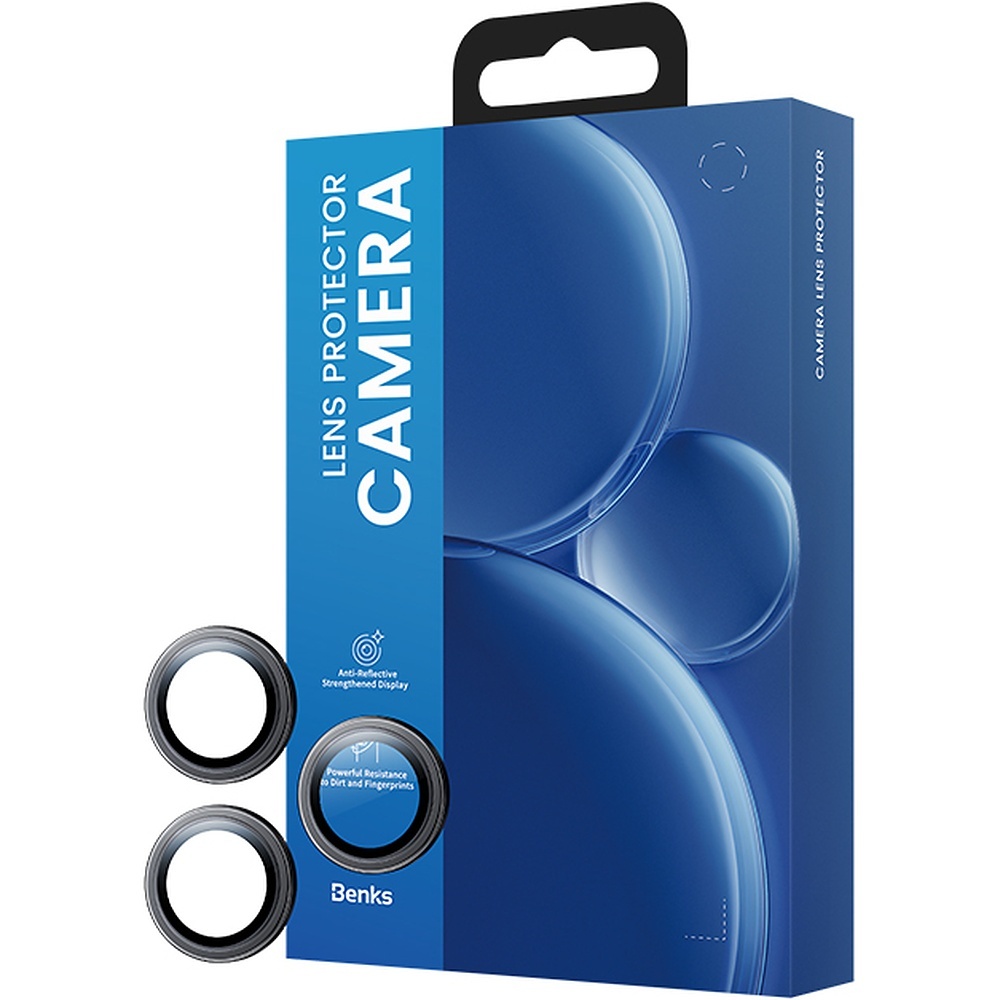 Benks Hartowane szkło DR Sapphire Lens Protector na aparat do Iphone 17 Pro/17 Pro Max/18 Pro/18 Pro Max (obiektyw 3 sztuki) czarne - obrazek 2